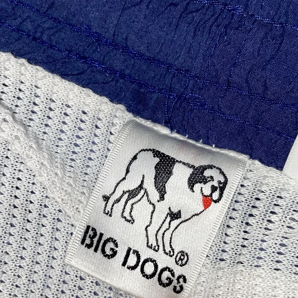 Vintage Big Dogs Swim Shorts Men's L Blue 90s Graphic Rare Made Taiwan